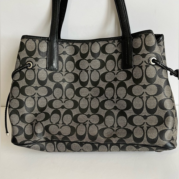 Coach black signature logo shoulder tote bags F22908 - Picture 3 of 11